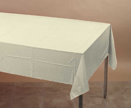 Ivory 2-Ply Paper/Poly Tablecloth 54" x 108"