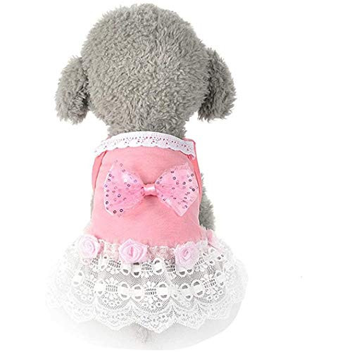 XiangYue SISAVE Dogs Princess Costume ClothesPuppy Pet Bow Lace Skirt Tutu Dress -Medium Pink- XiangYue SISAVE Dogs Princess Costume ClothesPuppy Pet Bow Lace Skirt Tutu Dress -Medium Pink-