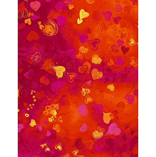 Timeless Treasures Digital Red Falling Full Heart