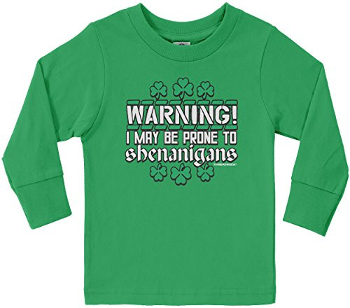 Threadrock Little Boys May Be Prone to Shenanigans Toddler Long Sleeve T-Shirt 3T Kelly Green Threadrock Little Boys May Be Prone to Shenanigans Toddler Long Sleeve T-Shirt 3T Kelly Green