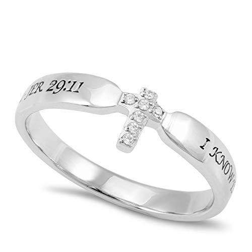 Tiny Tip Ring I Know The Thoughts That I Think Toward You - JER. 2911 Stainless Steel Christian Bible Scripture Jewelry -8- Tiny Tip Ring I Know The Thoughts That I Think Toward You - JER. 2911 Stainless Steel Christian Bible Scripture Jewelry -8-