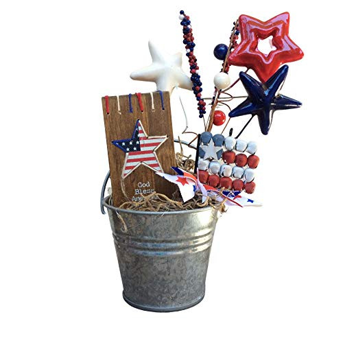AGD Patriotic Decor - God Bless You TIn Pail Display AGD Patriotic Decor - God Bless You TIn Pail Display