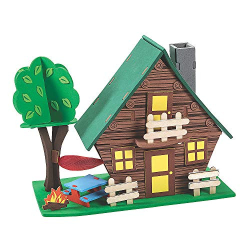 Large Tabletop Camping Cabin 3D Craft Kit - Crafts for Kids and Fun Home Activities