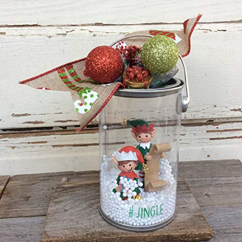 AGD Christmas Decor Jingle Elf Dome Pail Display AGD Christmas Decor Jingle Elf Dome Pail Display