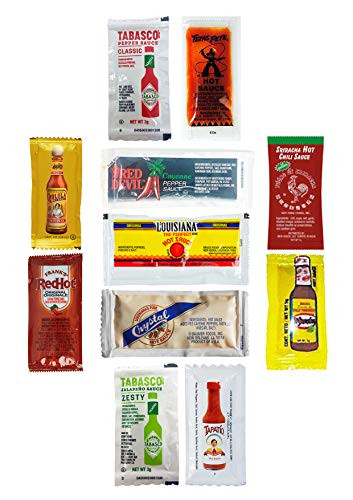 ULTIMATE Hot Sauce Packet Assortment Receive at LEAST 8 Different Sauces GREAT FLAVORS Great for Travel/Single-Use Packets -50 Count-