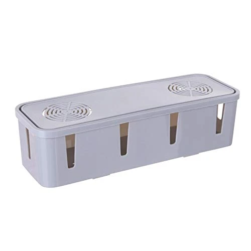 FIgures Cable Management Box Hider Cord Organizer Box Desk Cord Organizer Box for Desk TV Computer USB Hub System to Cover and Hide  and  Power Strips and Cords -Gray-