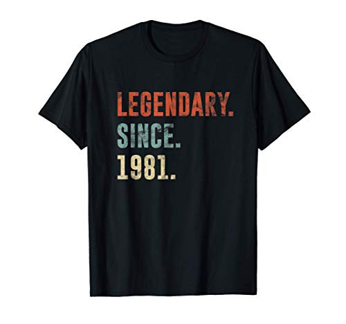 40th Retro Birthday Gifts Vintage Legendary Since 1981 T-Shirt