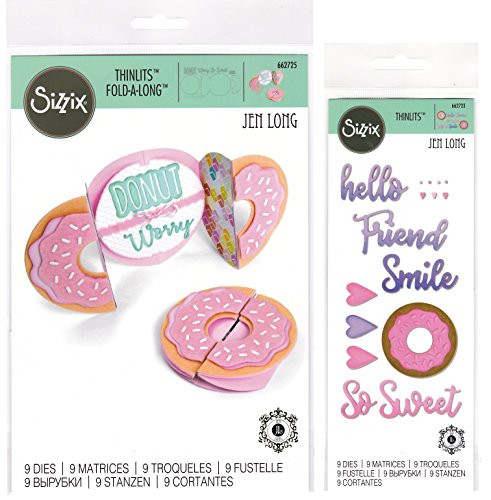 Jen Long Donut Thinlit Bundle - Donut Fold-A-Long Card Die and Sweet Donut Phrases Dies - 2 Items