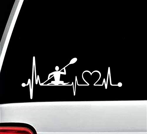 Best Design Amazing Kayak Decal Sticker for Car Window - Kayak Heartbeat Lifeline - Outdoor Adventure Accessory and Stick Decals - Made in USA