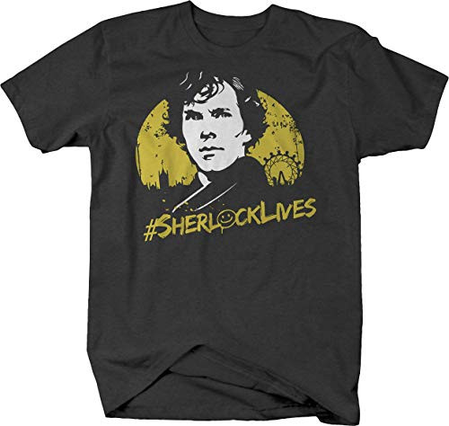 Sherlock Holmes London SherlockLives Benedict Cumberbatch Nerd Tshirt Men Medium Graphite