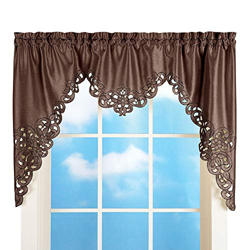 Collections Etc Elegant Scroll Window Valance Chocolate 58 inch X 36 inch Chocolate 58 inch X 36 inch