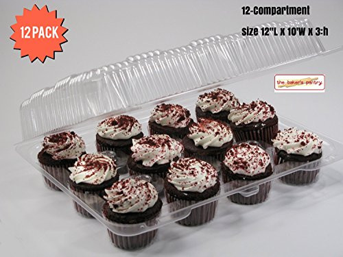 Cupcake Boxes, Cupcake Containers, 12 Pack Cupcake Containers, Set of 12,by the Bakers Pantry