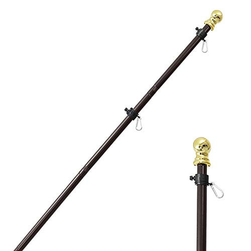 SANDEGOO Flag Pole?6 FT Flagpole Kit for American Flag ?Suitable for 3x5 Flag?Stainless Steel Professional Flag Pole for House Garden Yard ?Residential or Commercial Flag Pole with?Brown?