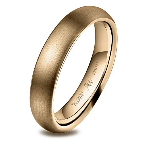 AW BRIDAL Wedding Rings for Women Mens Engagement Ring Tungsten Carbide Ring Promise Rings Wedding Bands for Couples 4mm Size 9 -Gold-