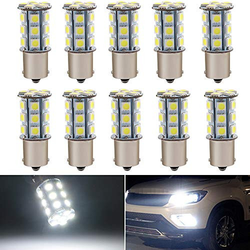 EverBright 10-Pack Extremely Bright White 1156 BA15S 1141 1073 1095 1003 7506 24-SMD LED Car Replacement Interior RV Camper Rear Turn SignalBack Up Parking Side Marker Light Bulb DC 12V