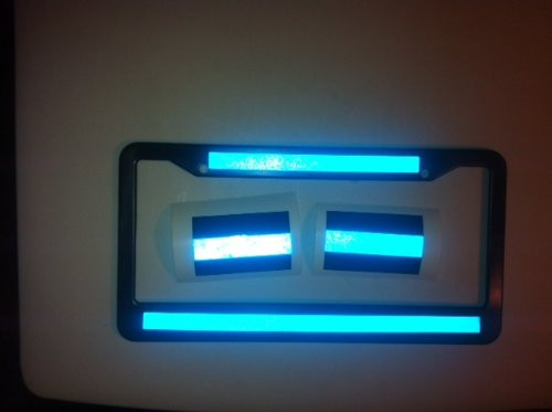 Thin Blue Line Reflective License Plate Frame With 2 Free Decals