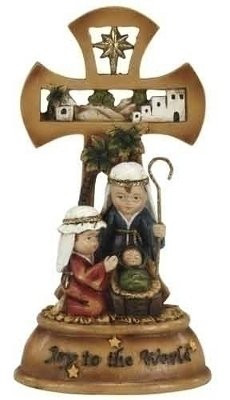 Roman Inc. 8" Holy Family Cross Scene - Nativity Christmas Religious 34666-RXMS