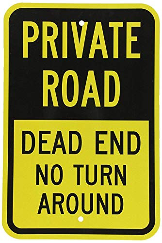 Warning Sign Private Road - Dead End No Turn Around Black on Yellow Road Sign Business Sign 8X12 Inches Aluminum Metal Tin Sign