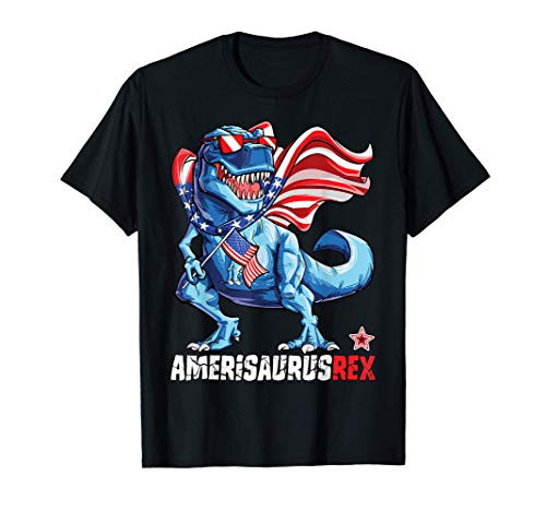 Dinosaur 4th of July T shirt Kids Boys Men Amerisaurus T Rex T-Shirt