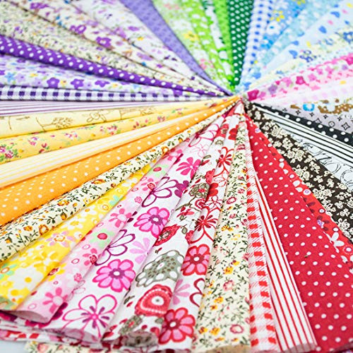 Foraineam 60 PCS Different Designs 9.8 inch x 9.8 inch -25cm x 25cm- Cotton Craft Fabric Bundle Printed Patchwork Squares for DIY Sewing Quilting Scrapbooking Foraineam 60 PCS Different Designs 9.8 inch x 9.8 inch -25cm x 25cm- Cotton Craft Fabric Bundle Printed Patchwork Squares for DIY Sewing Quilting Scrapbooking