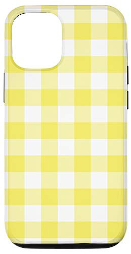 iPhone 12/12 Pro Yellow and White Gingham Buffalo Check Plaid Checkered Case