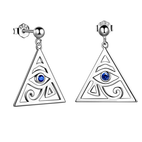 Asymmetrical Eye of Horus Ra Triangle Earrings Stud Men Women 925 Sterling Silver Blue Horus Eye Pyramid Earrings Charm Dangle Earrings Egytian Jewelry Gift FE0096W Asymmetrical Eye of Horus Ra Triangle Earrings Stud Men Women 925 Sterling Silver Blue Horus Eye Pyramid Earrings Charm Dangle Earrings Egytian Jewelry Gift FE0096W