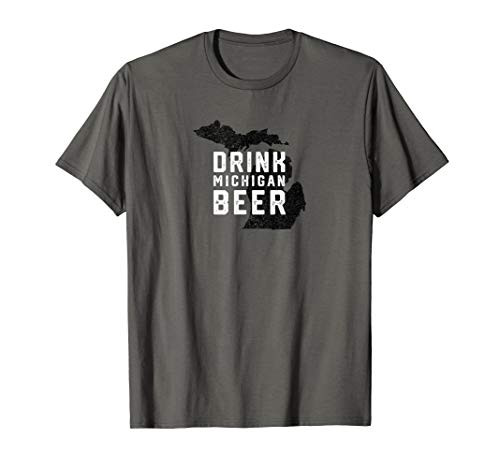 Vintage Drink Local Michigan Craft Beer State Outline Shirt