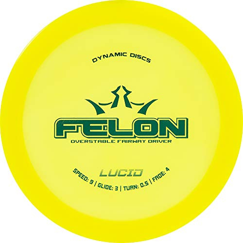 Dynamic Disc Lucid Felon Disc Golf Driver - Frisbee Golf Disc - Overstable Fairway Driver - Predictable Flights - Stamp Color Will Vary -Yellow- Dynamic Disc Lucid Felon Disc Golf Driver - Frisbee Golf Disc - Overstable Fairway Driver - Predictable Flights - Stamp Color Will Vary -Yellow-