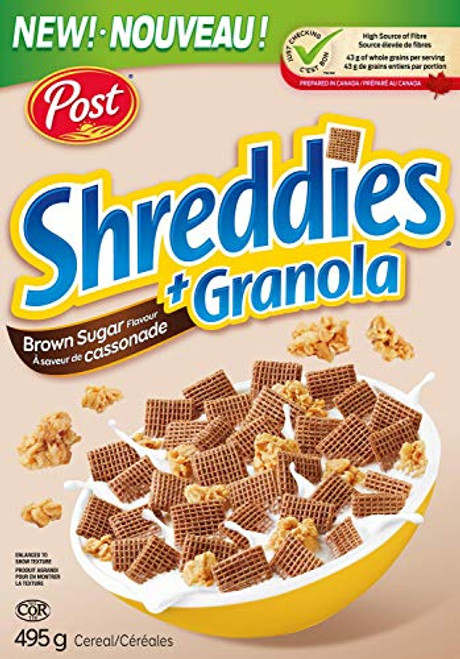 Post Shreddies  Plus Granola Brown Sugar Flavour Cereal 495g/17.5 oz Imported from Canada-