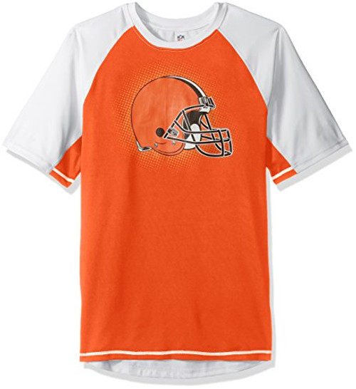 NFL Cleveland Browns Youth 8-20 Short Sleeve Rash Guard Medium -10-12- White