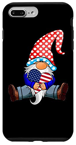 iPhone 7 Plus/8 Plus Valentine USA Gnome Holding American Flag Heart Love Gnome Case