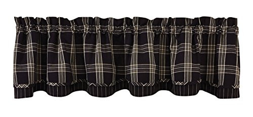 Park Designs Black Coffee Lined Layered Valance, 72 x 16"