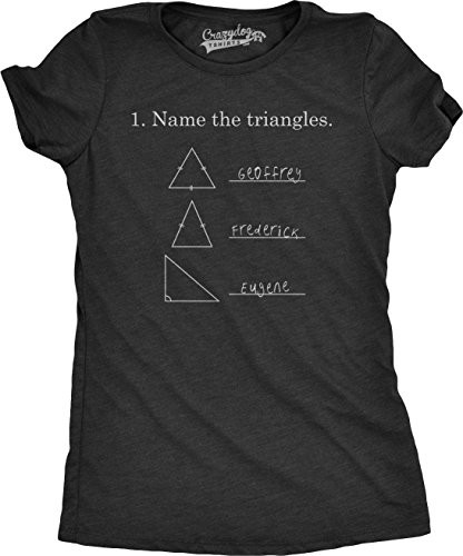 Womens Name The Triangles Funny Math T Shirts Sarcasm Novelty I Love Math Tee Humor -Black- - L