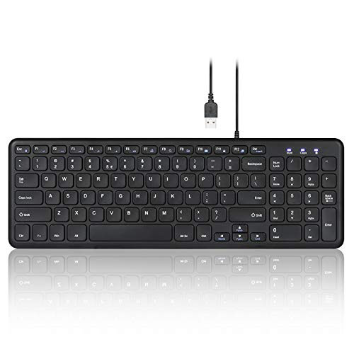 Perixx PERIBOARD-213U Wired Silent USB Scissor Keyboard - 14.45x4.76x0.70 Inches Compact Design with Number Pad - Black - US English -PB-213BUS-11738-