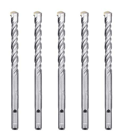 Max-Craft 1/2 Inch 5 Pcs SDS Plus Rotary Hammer Drill Bit Carbide Tipped Masonry Concrete Drills 6 Inch Overall Length With Plus Shank Drilling Concrete Masonry Wall Road.-1/2 x 6 Inch-