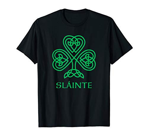 Slainte Irish Green Shamrock Celtic Knot Ireland Gaelic T-Shirt