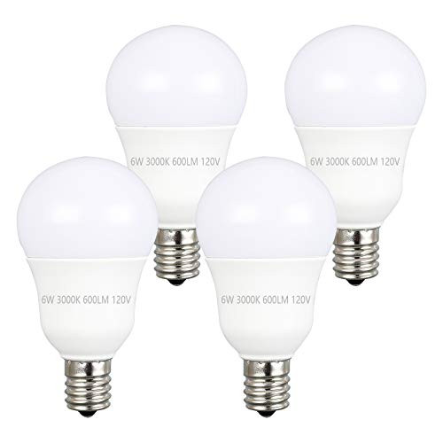 Ganiude G14 Globe LED Light Bulb E17 Intermediate Base 6W -60-Watt Replacement- 3000K Warm White 600LM Non-Dimmable LED Bulb for Ceiling Fan Chandelier Lighting 4-Pack