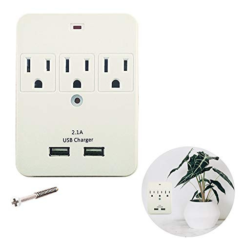Surge Protector Wall Mount Tap Adapter Multi Plug 3 Outlet 2 USB Port ETL Listed Surge Protector Wall Mount Tap Adapter Multi Plug 3 Outlet 2 USB Port ETL Listed