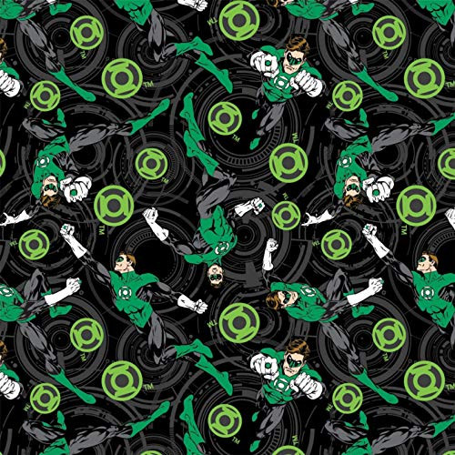 Green Lantern Core Energy Black Premium Quality 100 percent Cotton Sold by The Yard.