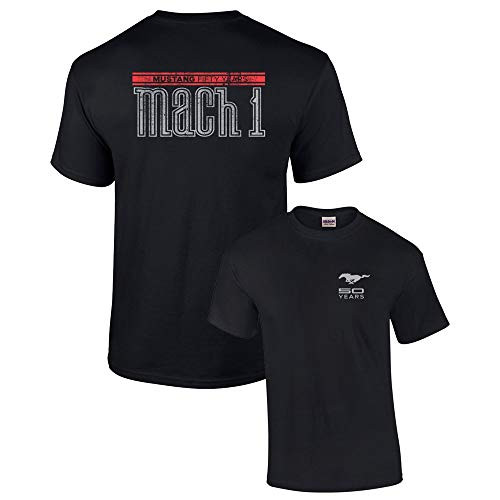 Ford Short Sleeve T-Shirt Mustang 50 Years Mach 1-Black-Large