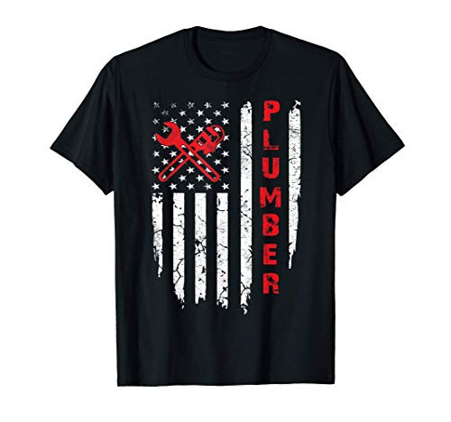 USA American Flag Plumber Men Women Plumbers Patriotic Gift T-Shirt