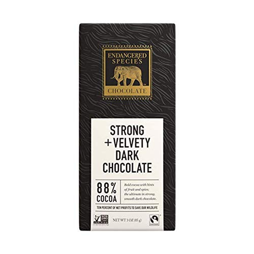 Endangered Species Chocolate Extreme Dark Chocolate Bar 3 Ounces 4 Count