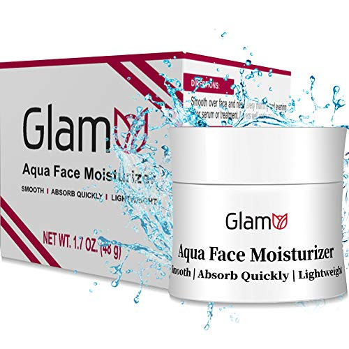 GlamU Face Moisturizer Cream for Women Anti Aging Aqua Face Cream with Natural Ingredients for Normal to Dry Skin 1.7 Oz