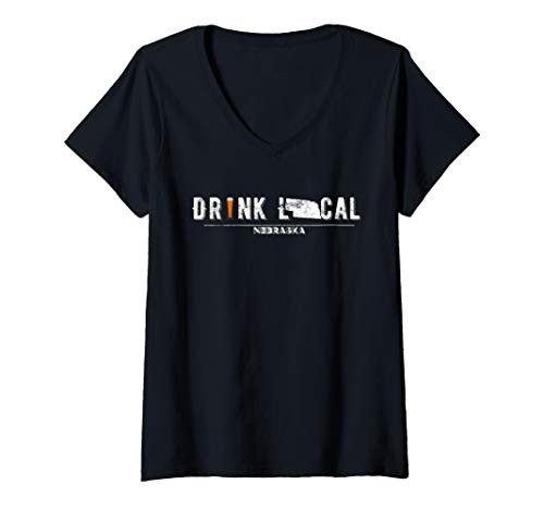 Womens Drink Craft Beer Drink Local Nebraska V-Neck T-Shirt