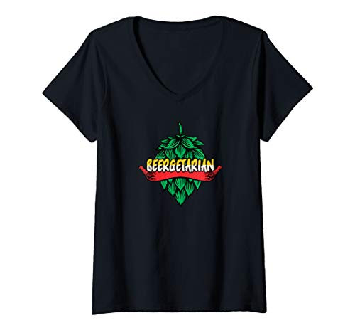 Womens Beergetarian Funny Brewer Craft Beer Lovers Drinking V-Neck T-Shirt