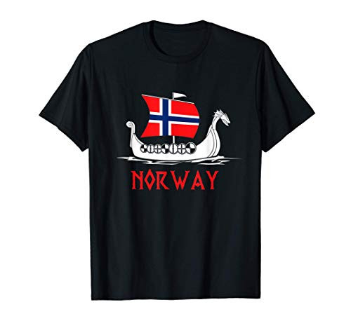 Boat Norwegian Flag Norway Viking Ship Norway T-Shirt Boat Norwegian Flag Norway Viking Ship Norway T-Shirt