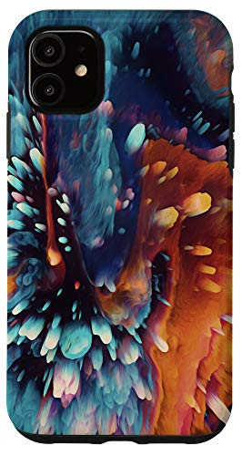 iPhone 11 Teal Blue Yellow Orange Brown Pink Pattern AEH103 Case