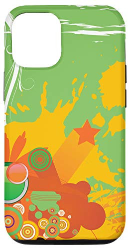 iPhone 12/12 Pro Cute Retro Green Orange Paint Splash Circle Art Design Case