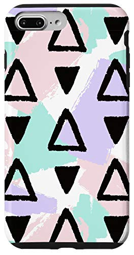 iPhone 7 Plus/8 Plus Triangle Pattern Pastel Purple Pink Aqua Teal  and  Black AEQ040 Case