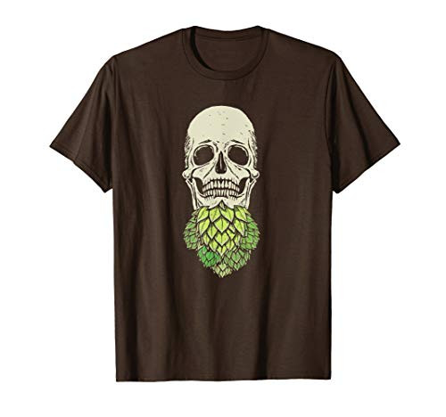 Hop Skull Beard for Bearded Craft Beer Lovers Retro Graphic T-Shirt